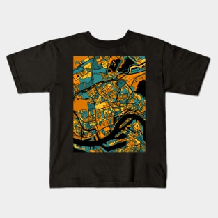 Rotterdam Map Pattern in Orange & Teal Kids T-Shirt